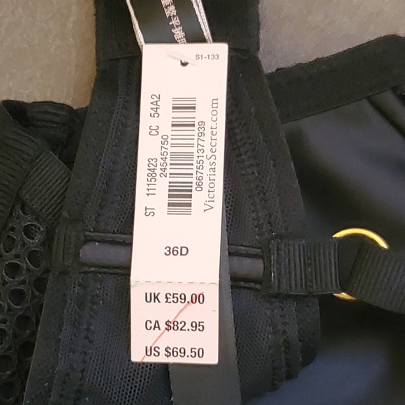 Victoria's Secret Plunging Bra w/ Removable Padding Black Mesh/ Lace - Picture 6 of 9